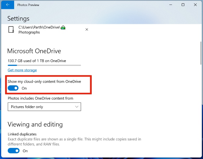 отображать фотографии с onedrive