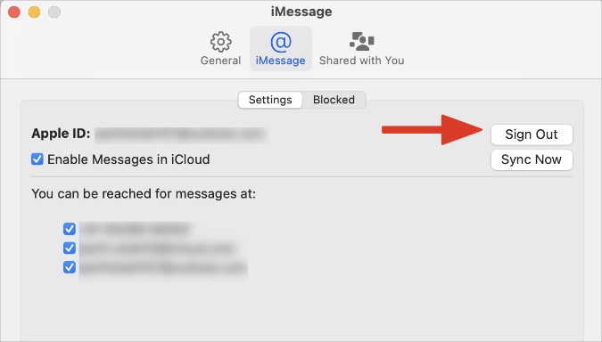 выйти из учетной записи imessage на macOS