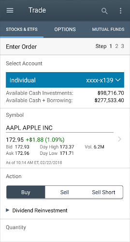 приложение для фондового рынка - Schwab Mobile