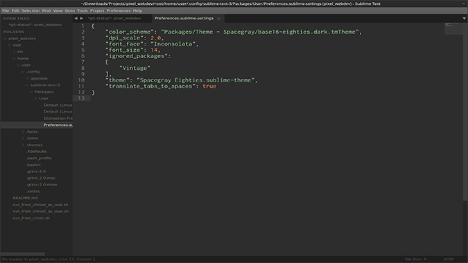 Sublime Text на Chromebook