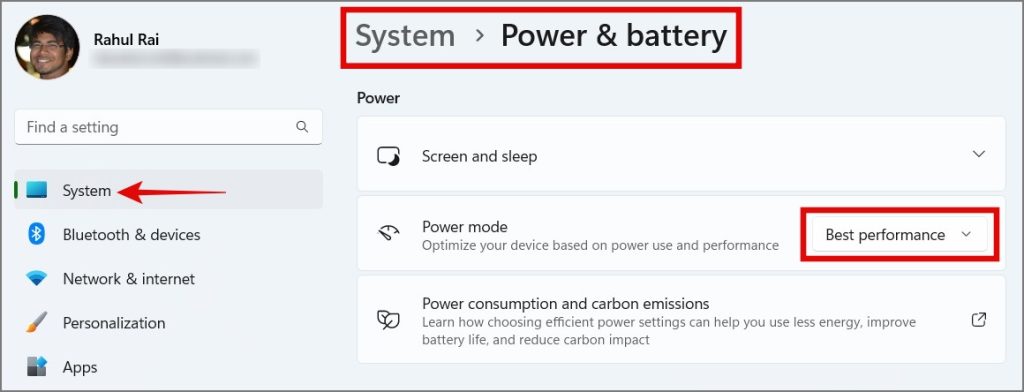 перейти в режим производительности в Windows 11