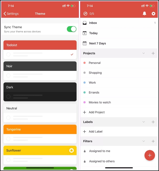 главная страница todoist