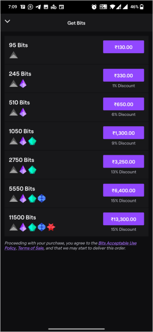 Проверка цен битов на смартфоне