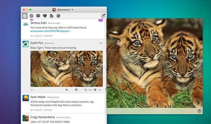 Приложение twitterrific для Mac с режимом PIP