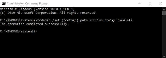 Ubuntu-grub-bcdedit