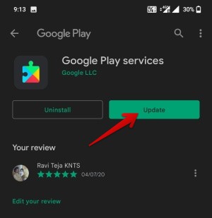 Обновление приложения «Сервисы Google Play»