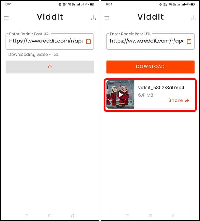 сохраните видео Reddit с помощью viddit