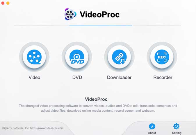 программное обеспечение VideoProc на Mac