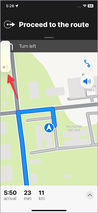 увеличить громкость в настройках Apple Maps