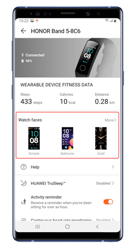 watch-face-store-in-huawei-health - индивидуальный циферблат на Honor Band 5