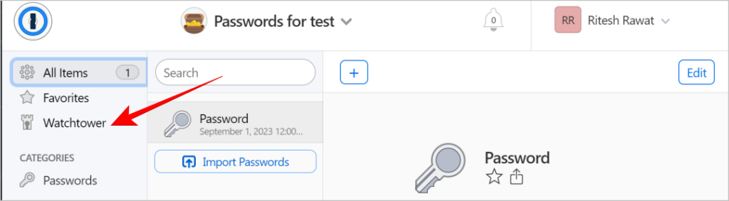 Сторожевая башня в 1Password