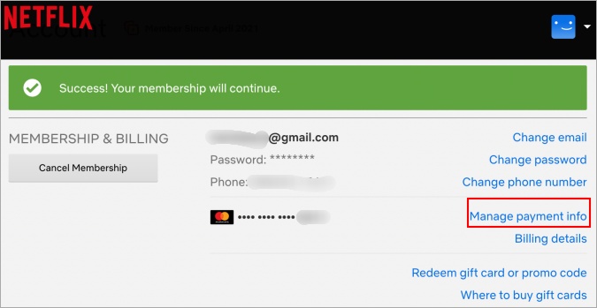 управлять и обновлять платежную информацию Netflix в браузере