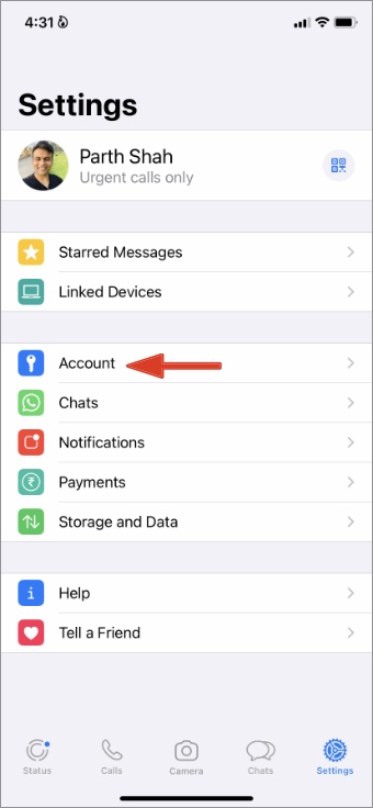 аккаунт WhatsApp на iPhone