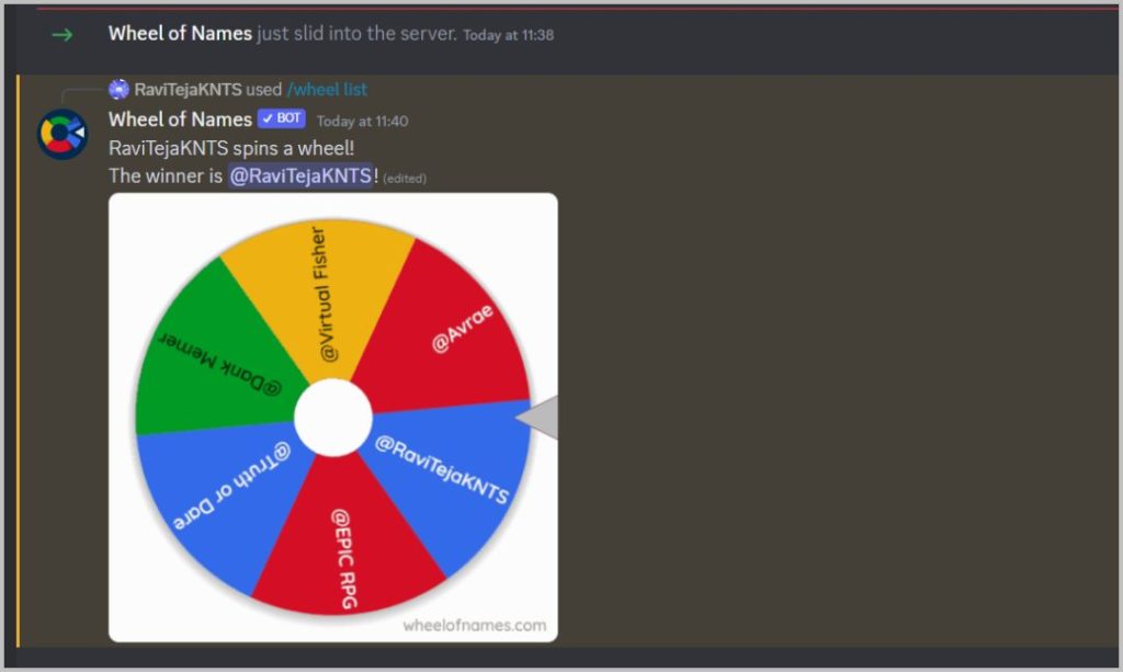 Дискорд-бот «Колесо имен»