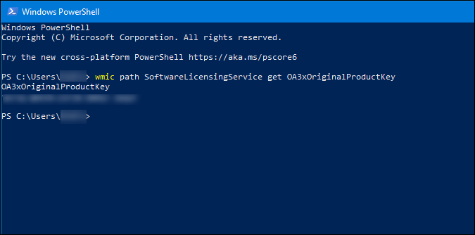 показать оригинальный ключ продукта Windows с помощью PowerShell