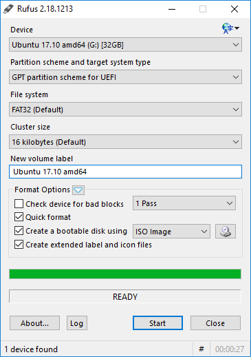 Настройки, которые нужно выбрать в загрузочном USB-инструменте rufus для Windows