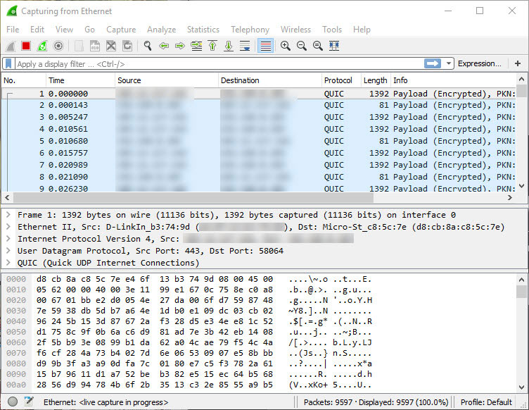 инструмент мониторинга сети Wireshark в Windows