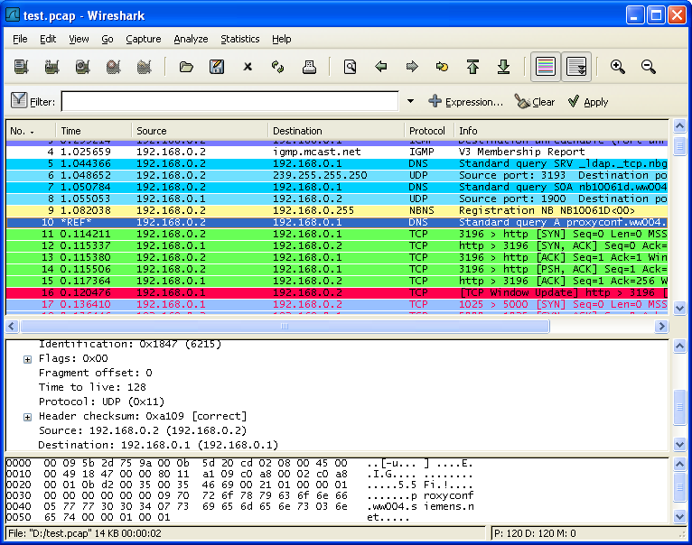 Скриншот настольного приложения Wireshark