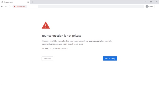 соединение не является частным в Chrome