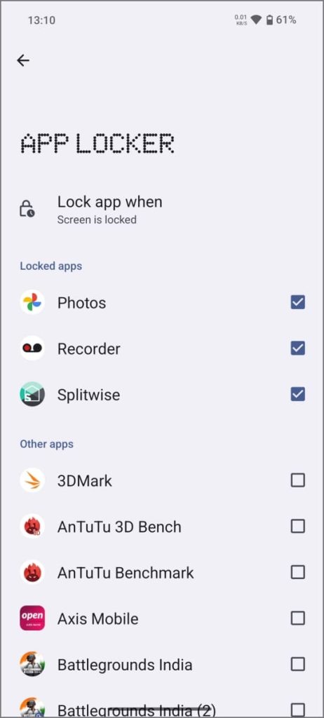 Функция App Locker в NothingOS 2.5 на телефоне Nothing 2a