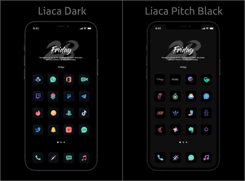 Иконки Liaca Dark Glyph для iPhone