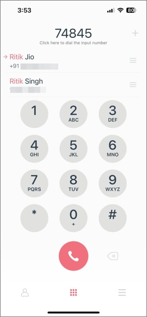 One Dialer с поиском T9 на iPhone