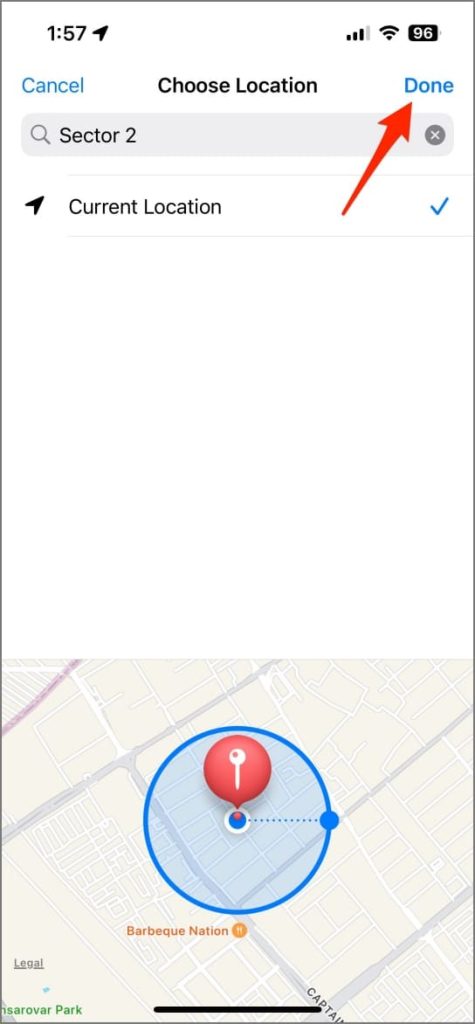 Автоматизация на основе местоположения в приложении «Ярлыки» на iPhone