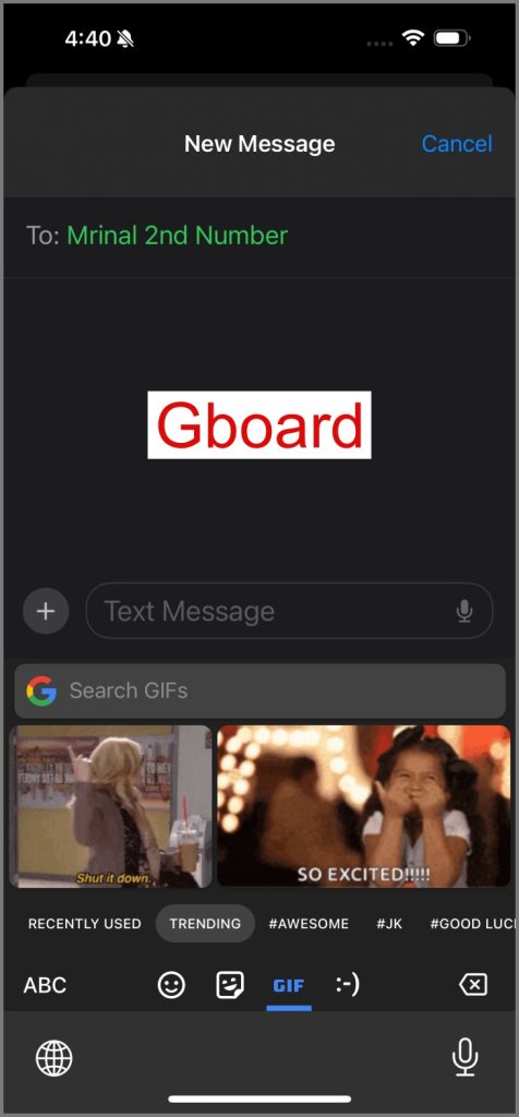 Использование GIF-файлов на Gboard