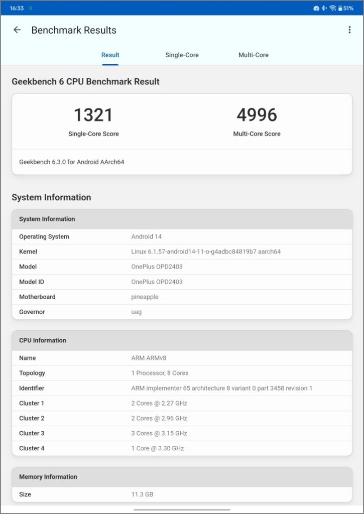 OnePlus Pad 2 получил 6 баллов в Geekbench в режиме высокой производительности