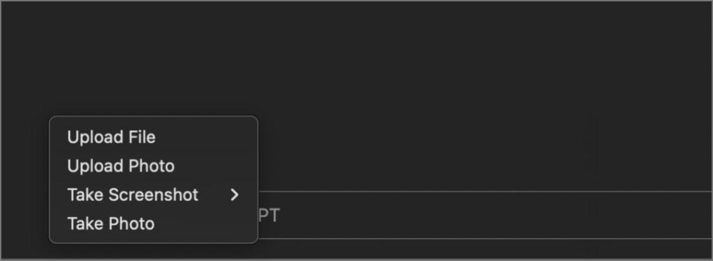Возможность делать снимки экрана и фотографии в приложении ChatGPT Mac.