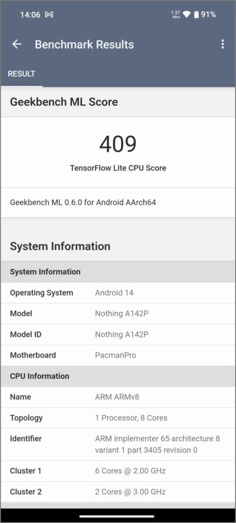 MediaTek Dimensity 7350 Pro Оценка Geekbench ML