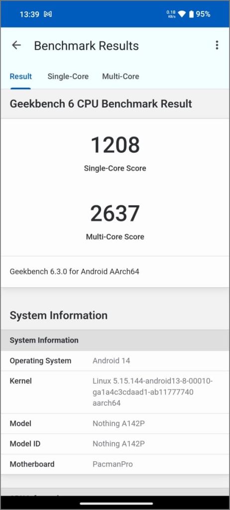 MediaTek Dimensity 7350 Pro Оценка ЦП в Geekbench 6