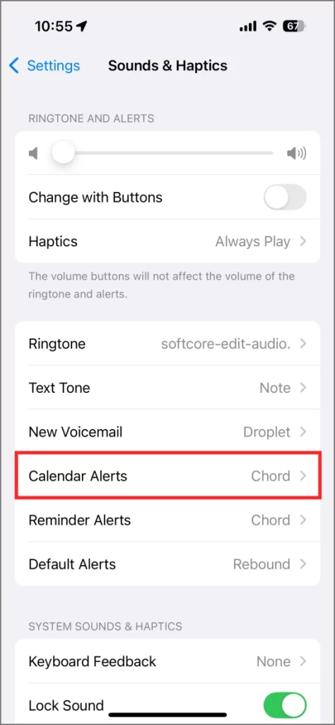 Изменить звук оповещений Календаря на iPhone