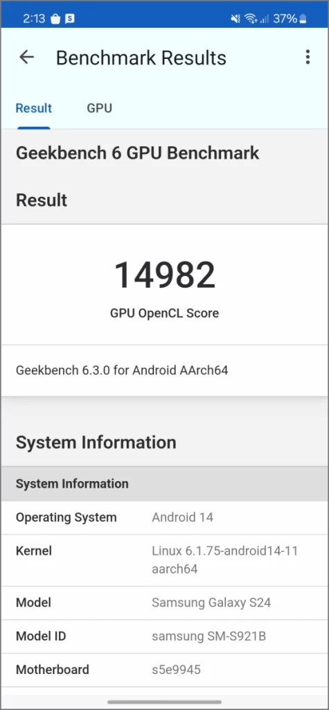 Графический процессор Exynos 2400 в Geekbench — OpenCL