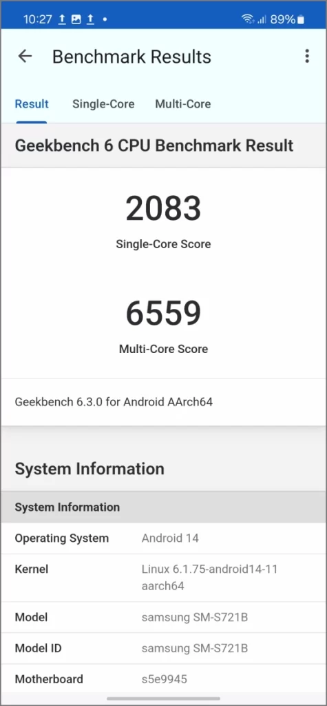 Процессор Exynos 2400e в Geekbench