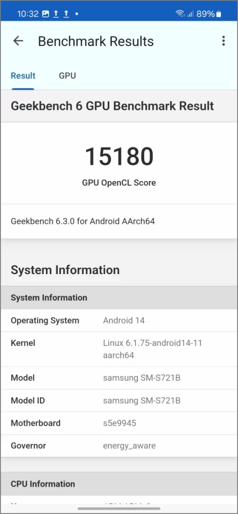 Графический процессор Exynos 2400e в Geekbench — OpenCL