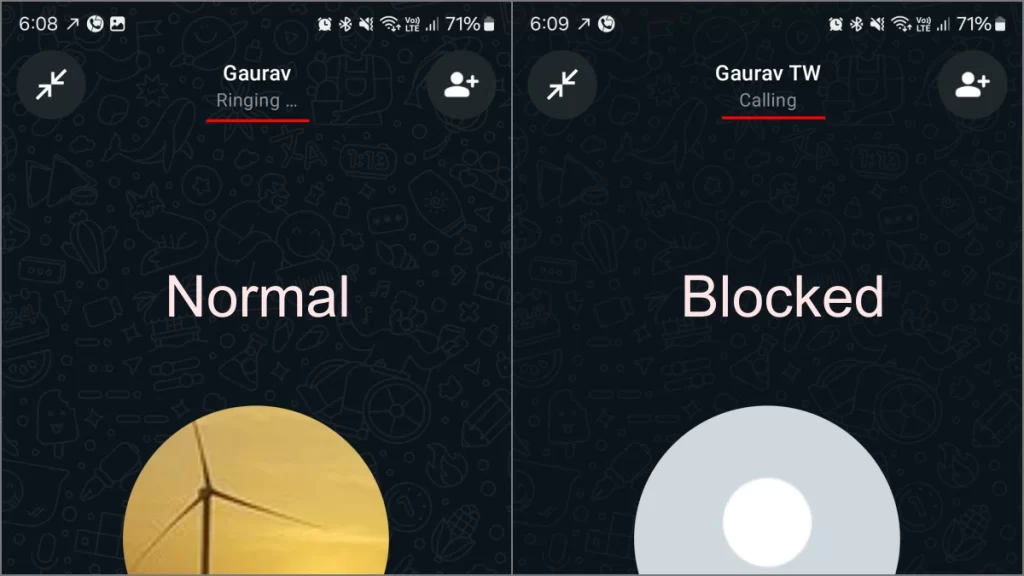 Обычные вызовы WhatsApp показывают «звонок», но продолжаются «вызовы», если они заблокированы