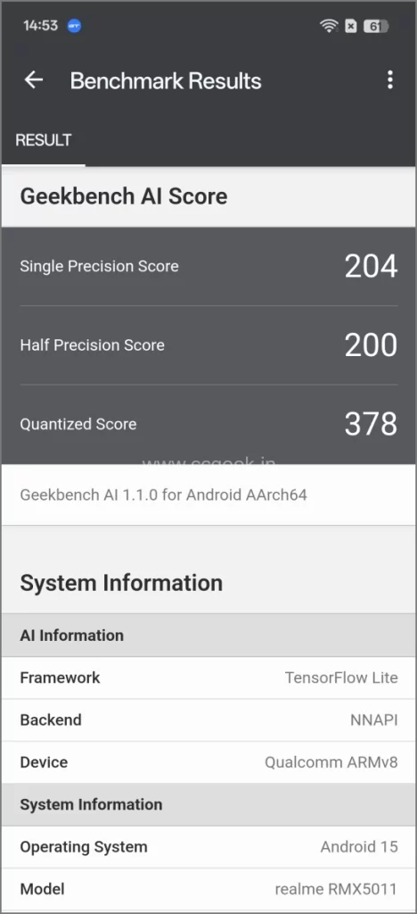 Snapdragon 8 Elite Geekbench AI оценивает Realme GT 7 Pro