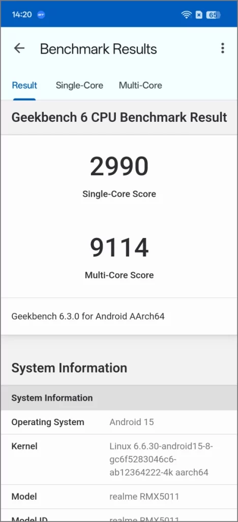 Оценка процессора Snapdragon 8 Elite Geekbench на Realme GT 7 Pro