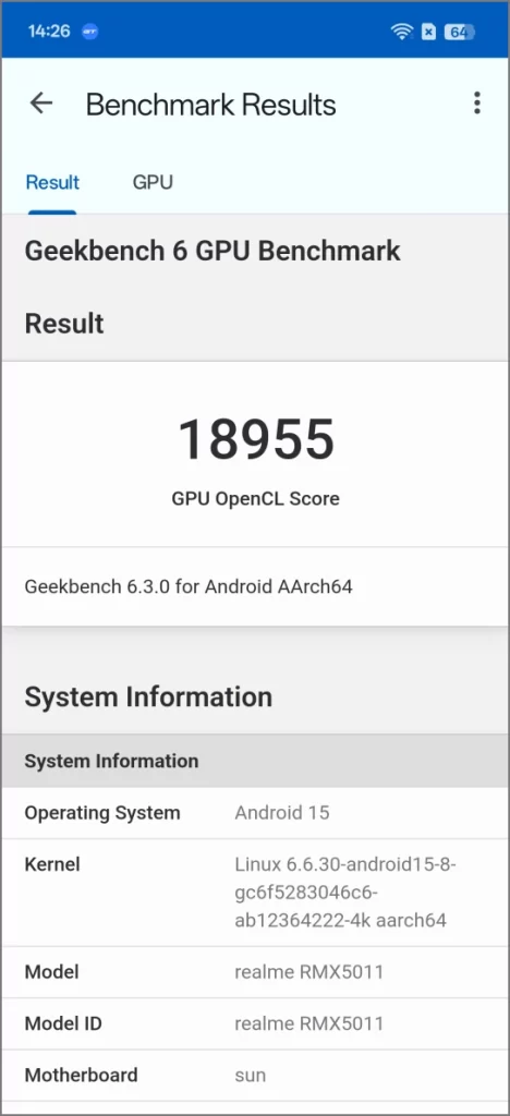 Оценка графического процессора Snapdragon 8 Elite Geekbench на Realme GT 7 Pro