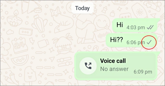 Одиночная галочка в сообщении WhatsApp