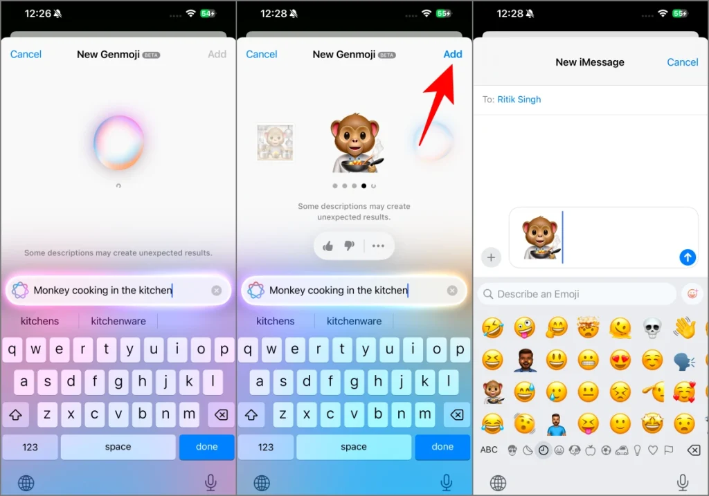 Создание собственных смайлов Genmoji на iPhone под управлением iOS 18.2