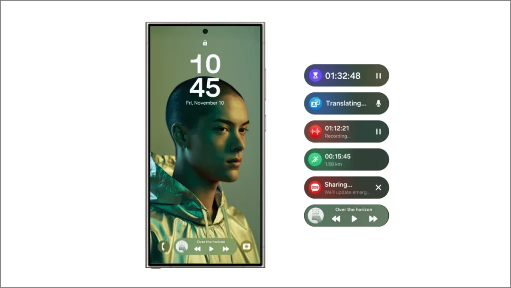 Функция живых занятий на телефоне Samsung Galaxy под управлением One UI 7