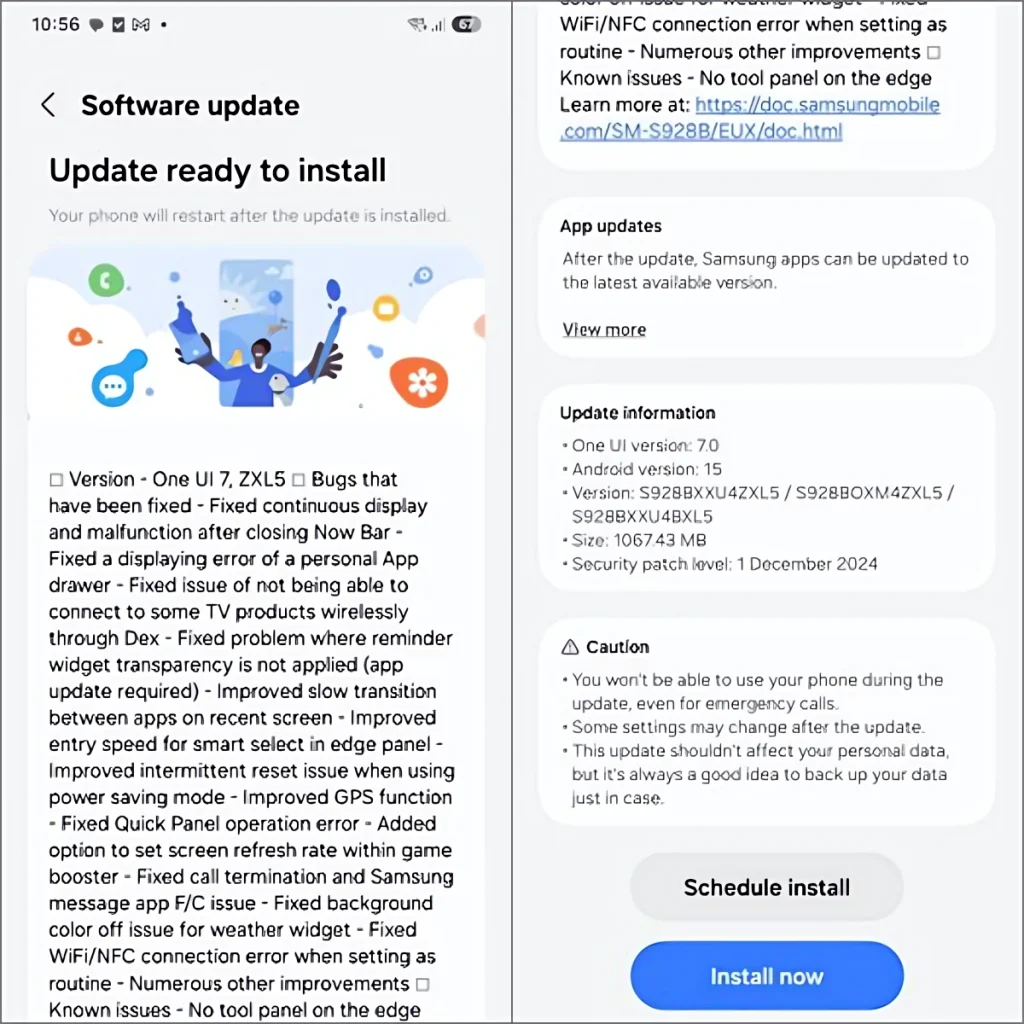 Журнал изменений One UI 7 Beta 2 XL5